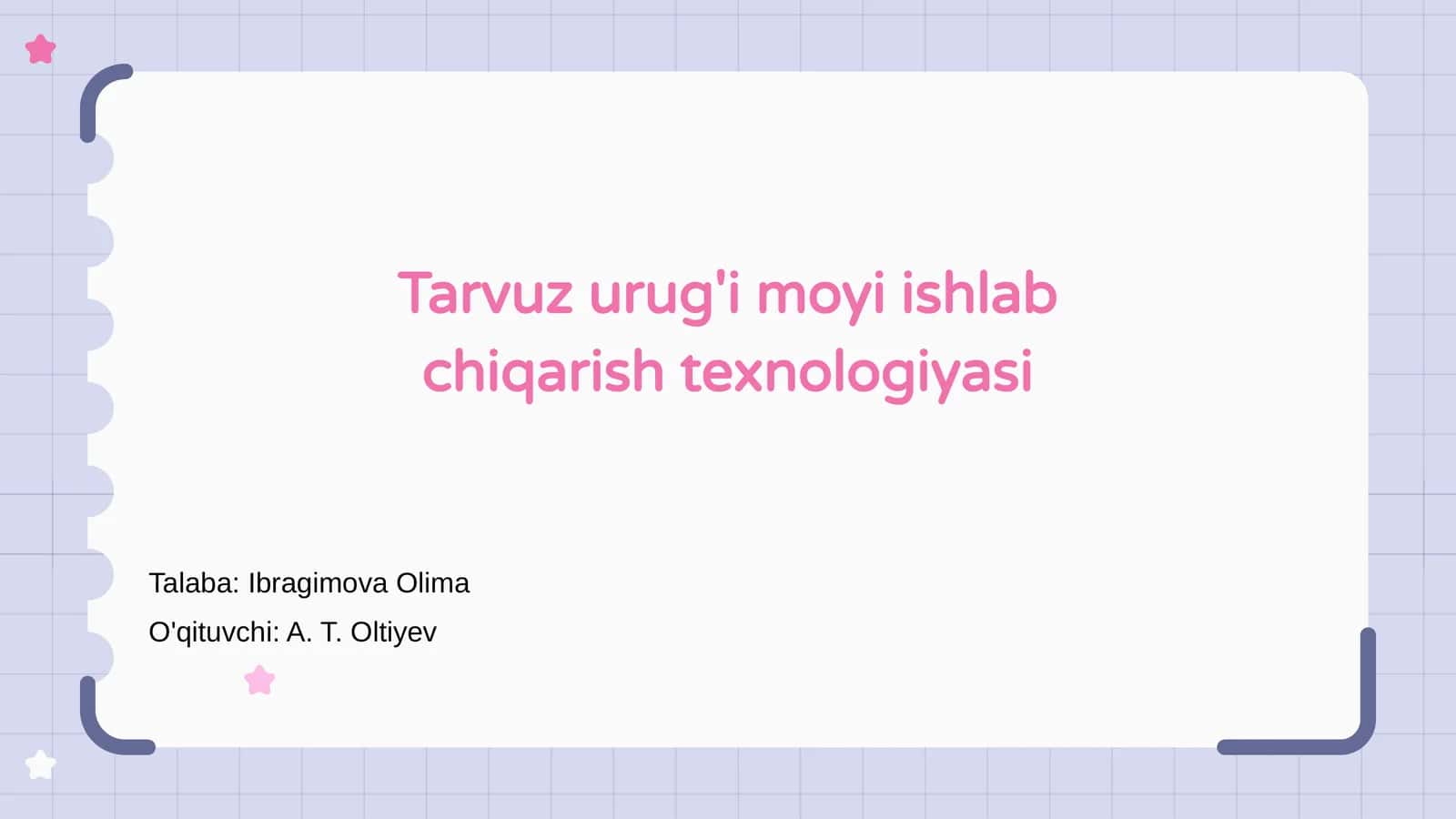 Tarvuz urug'i moyi ishlab chiqarish texnologiyasi