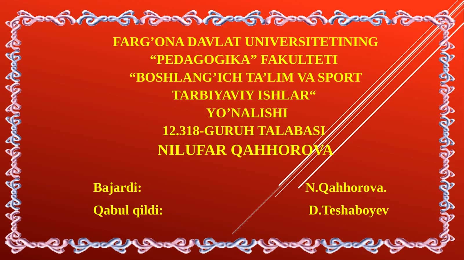 BOSHLANG’ICH TA’LIM VA SPORT TARBIYAVIY ISHLAR