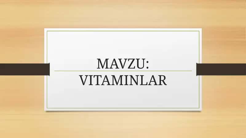 VITAMINLAR