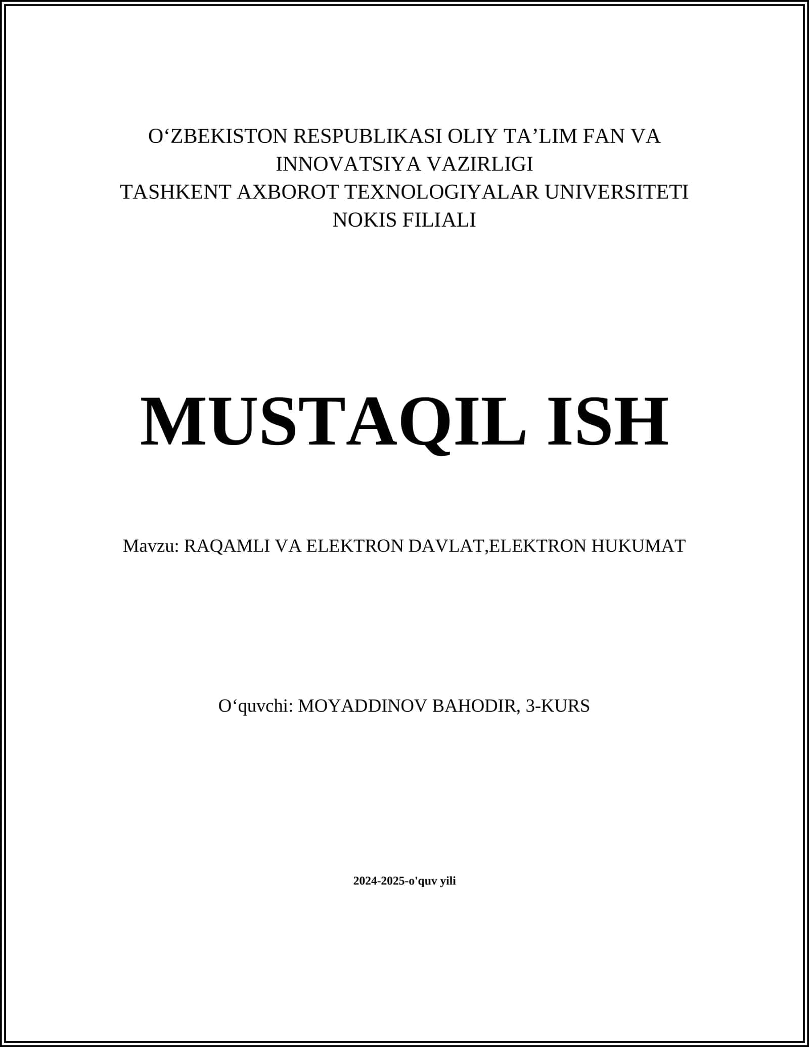 Raqamli va Elektron Davlat, Elektron Hukumat