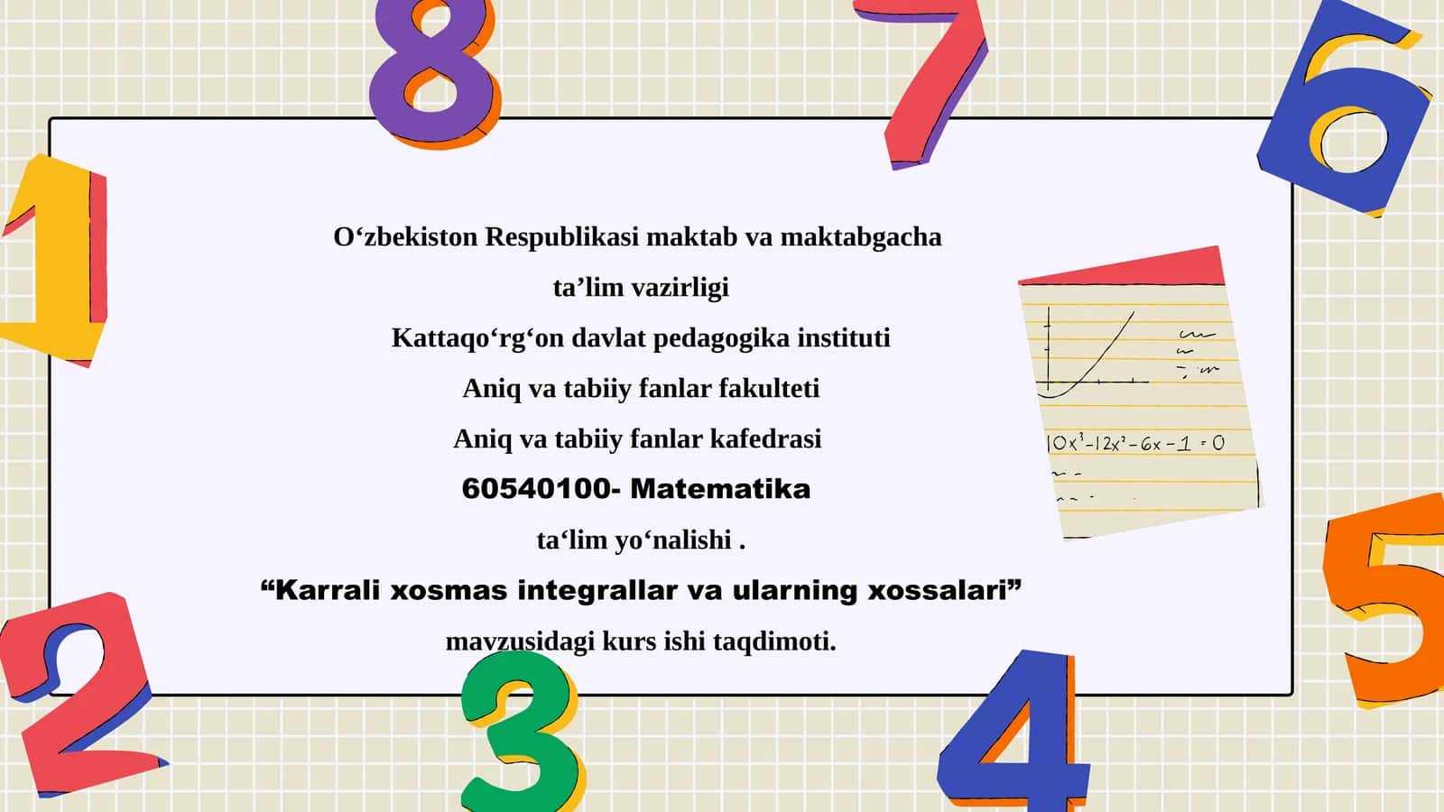 Karrali xosmas integrallar va ularning xossalari