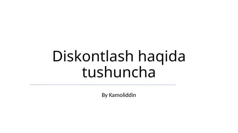 Diskontlash haqida tushuncha