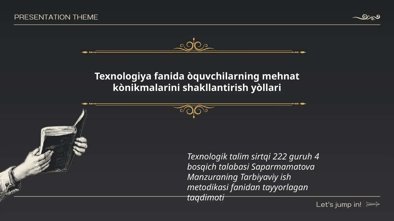Saparmamatova Manzuraning Tarbiyaviy ish metodikasi