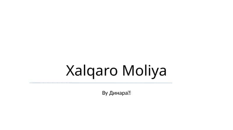 Xalqaro Moliya