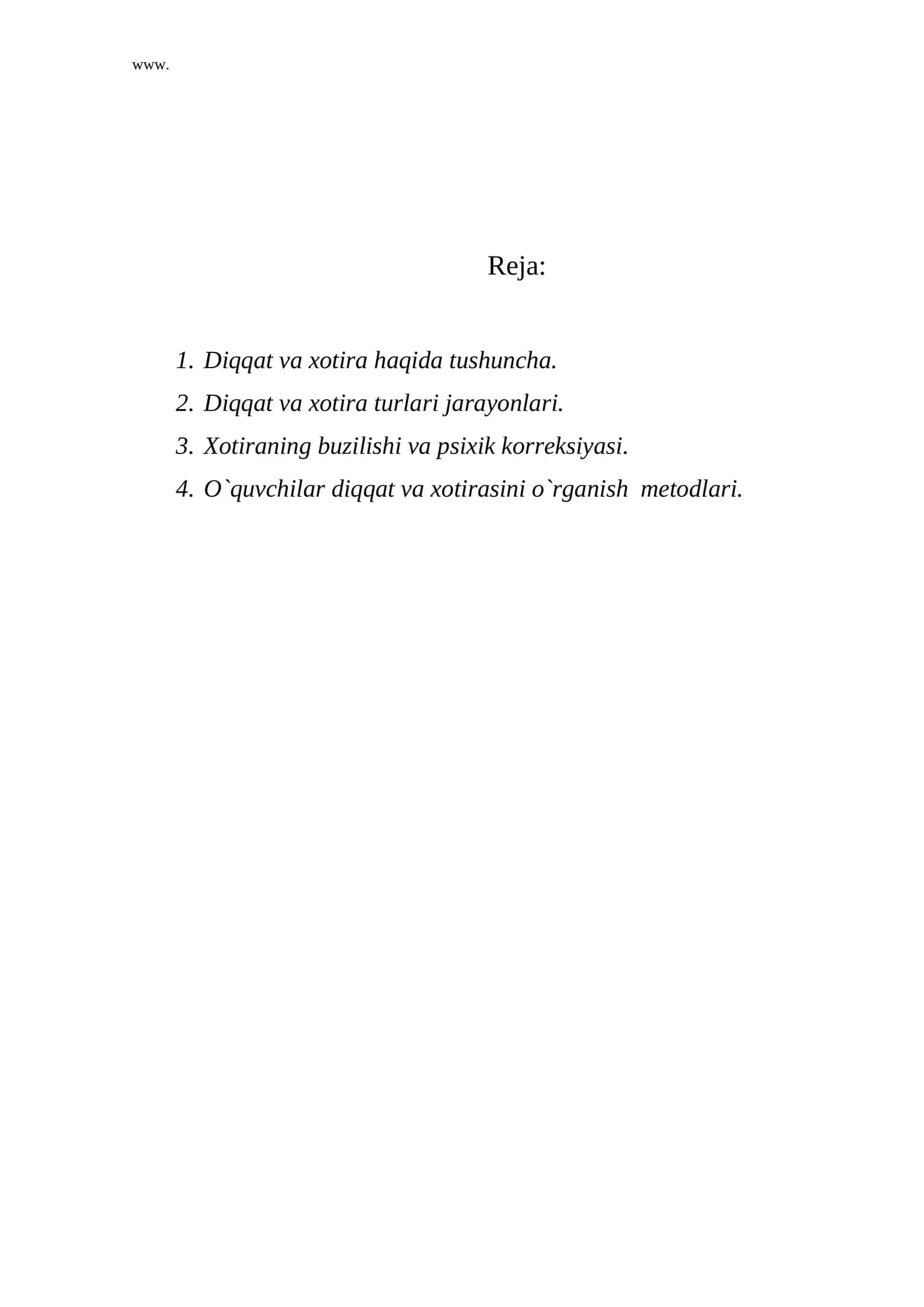 Diqqat va xotira o'rganish metodlari