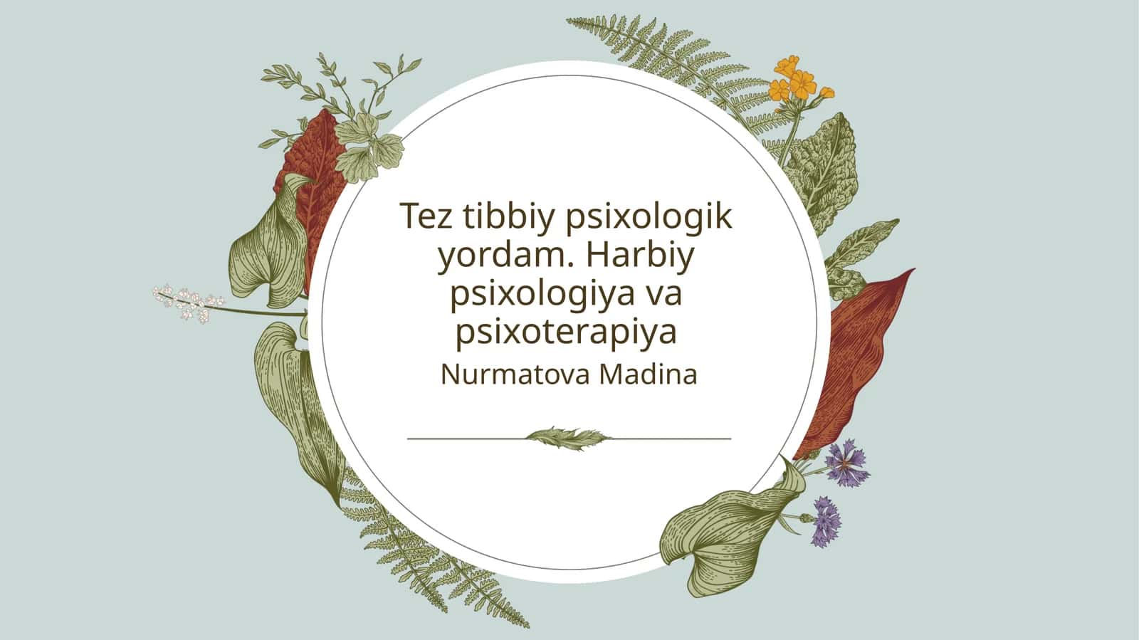 Tez tibbiy psixologik yordam. Harbiy psixologiya va psixoterapiya