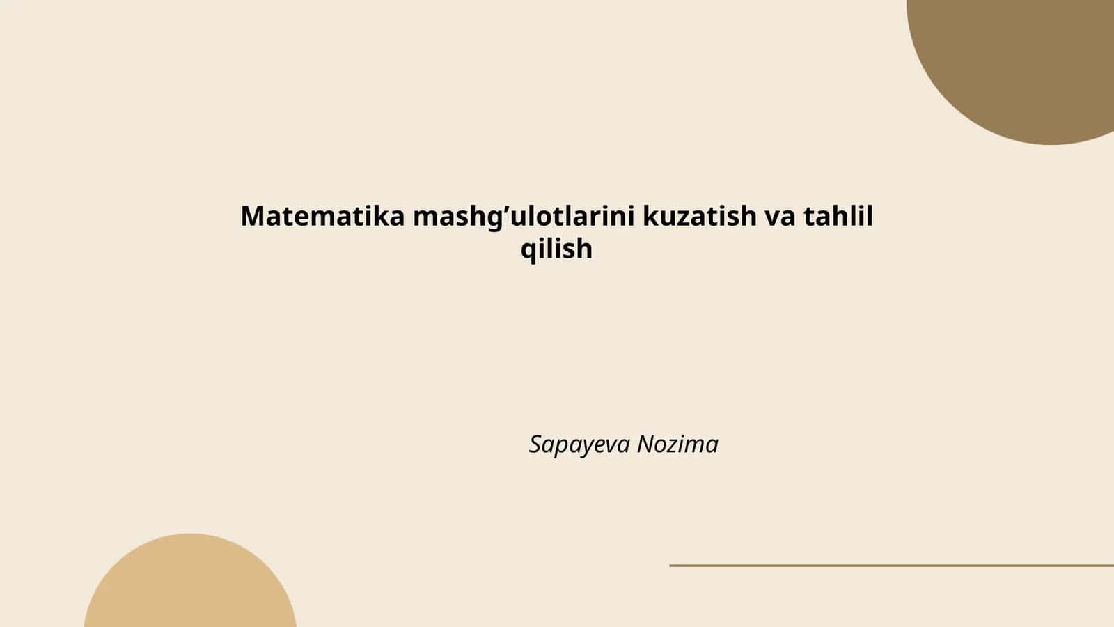 Matematika mashgʼulotlarini kuzatish va tahlil qilish