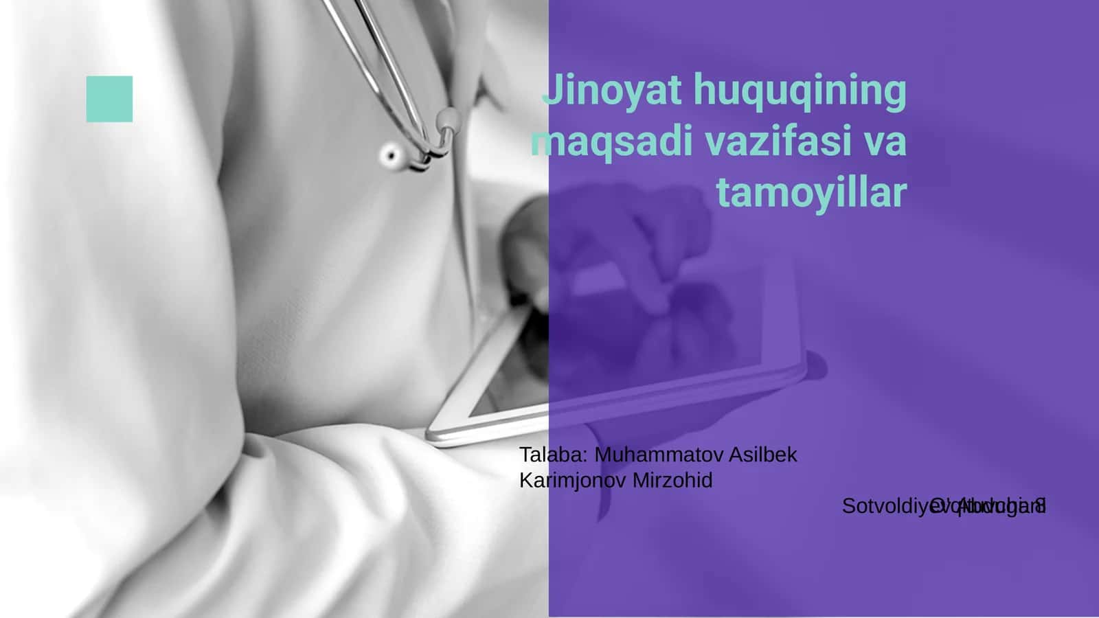 Jinoyat huquqining maqsadi vazifasi va tamoyillar
