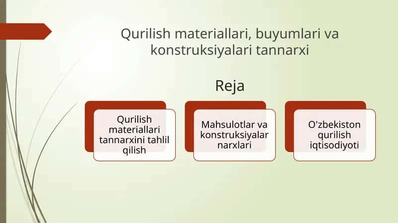 Qurilish materiallari, buyumlari va konstruksiyalari tannarxi