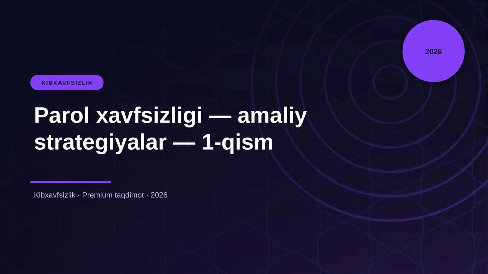 Parol xavfsizligi — amaliy strategiyalar — 1-qism