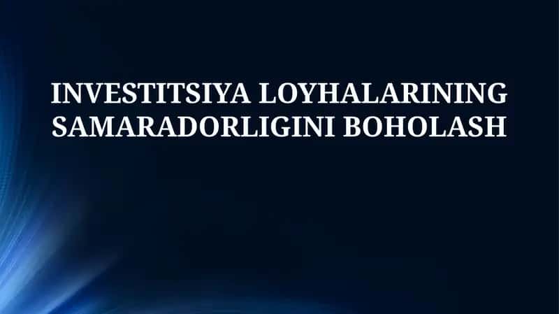 Investitsiya loyhalaring samaradorligini boholash
