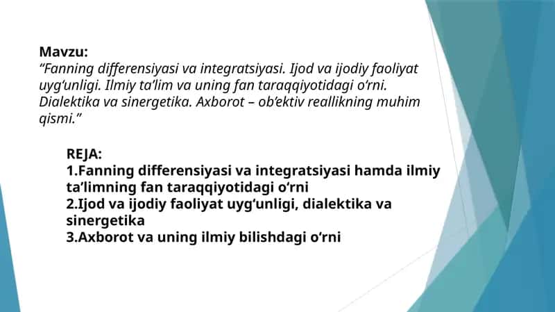 Fanning differensiyasi va integratsiyasi