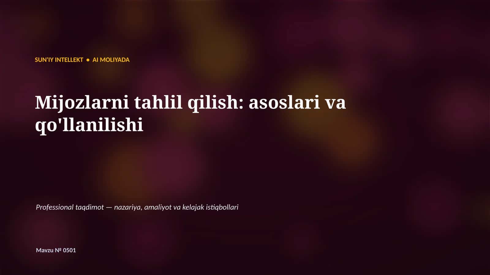 SUN'IY INTELLEKT • AI MOLIYADA