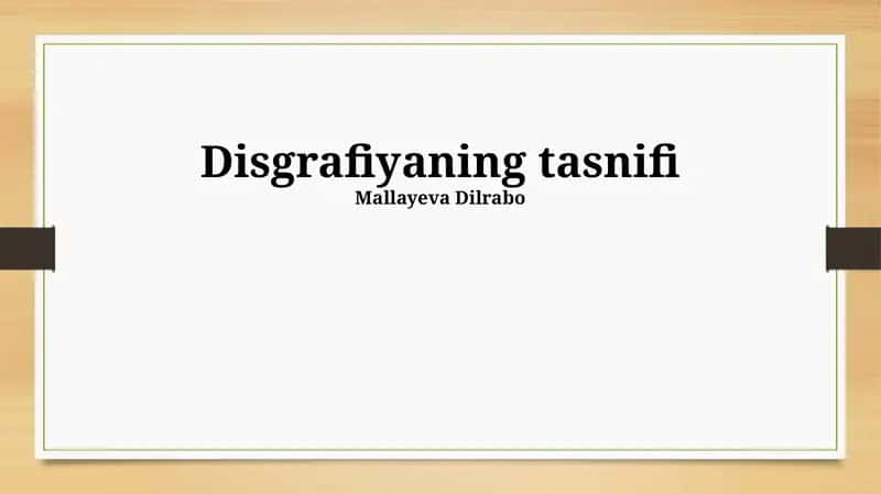 Disgrafiyaning tasnifi