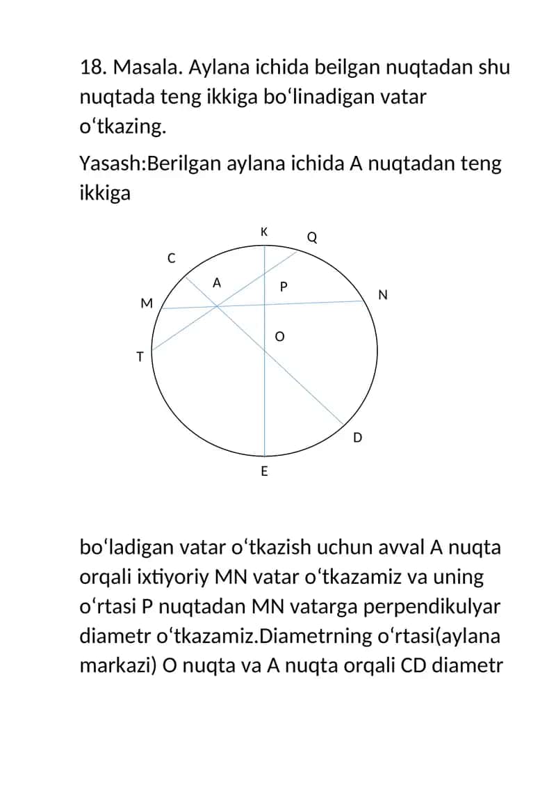 Berilgan malumotlarga ko‘ra uchburchak yasash: α,<latex>∠B</latex>,<latex>lb</latex>