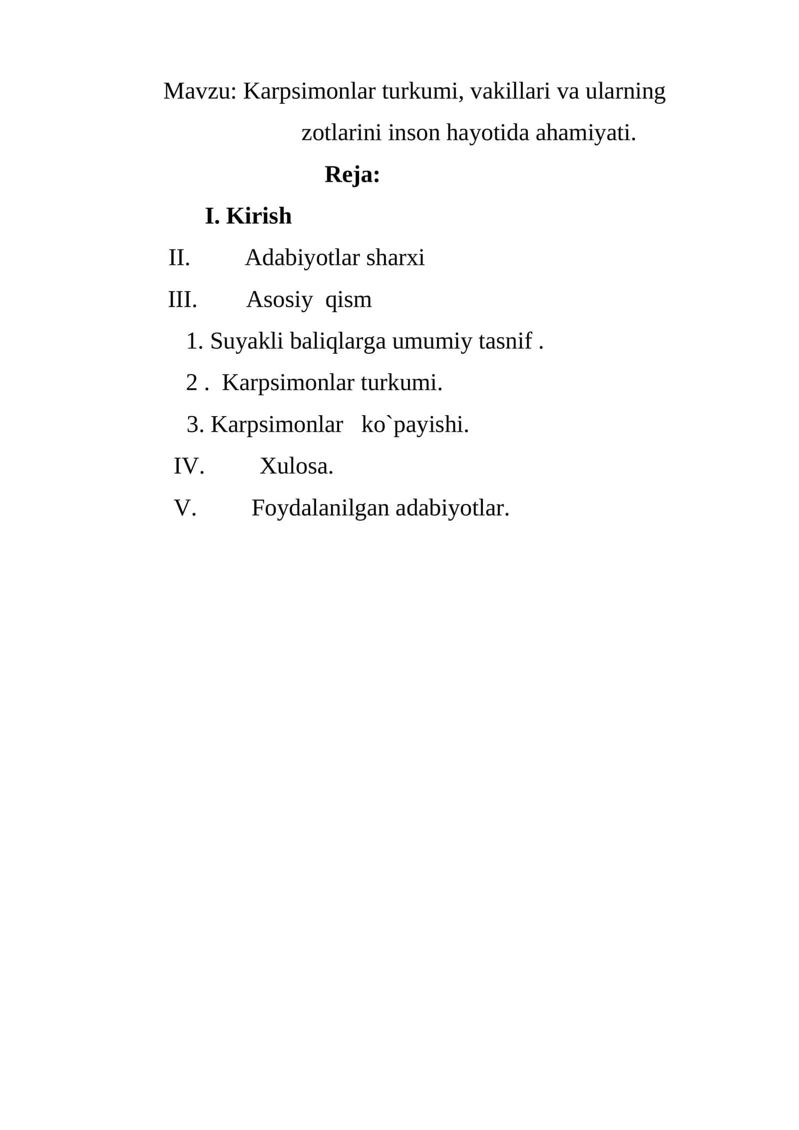 Karpsimonlar turkumi, vakillari va ularning zotlarini inson hayotida ahamiyati