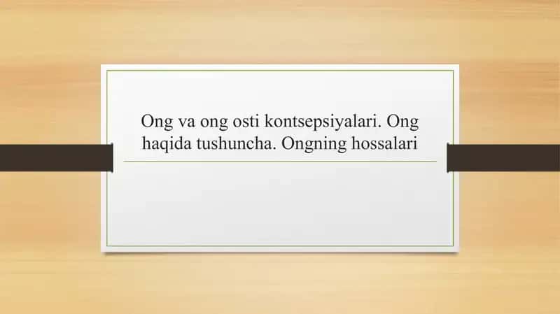 Ong va ong osti kontsepsiyalari