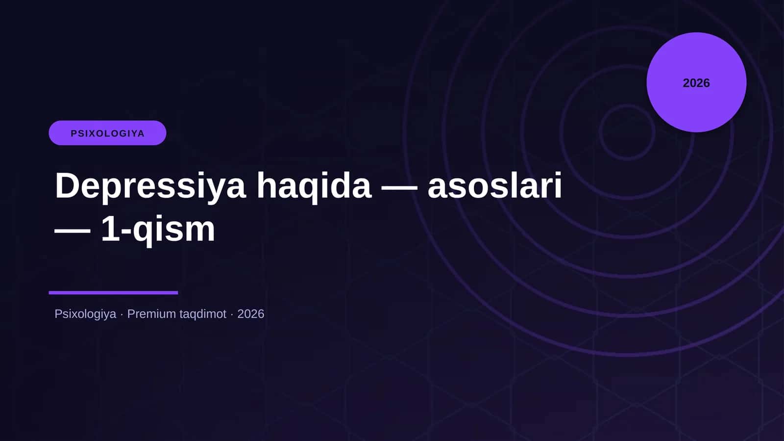 Depressiya haqida — asoslari — 1-qism