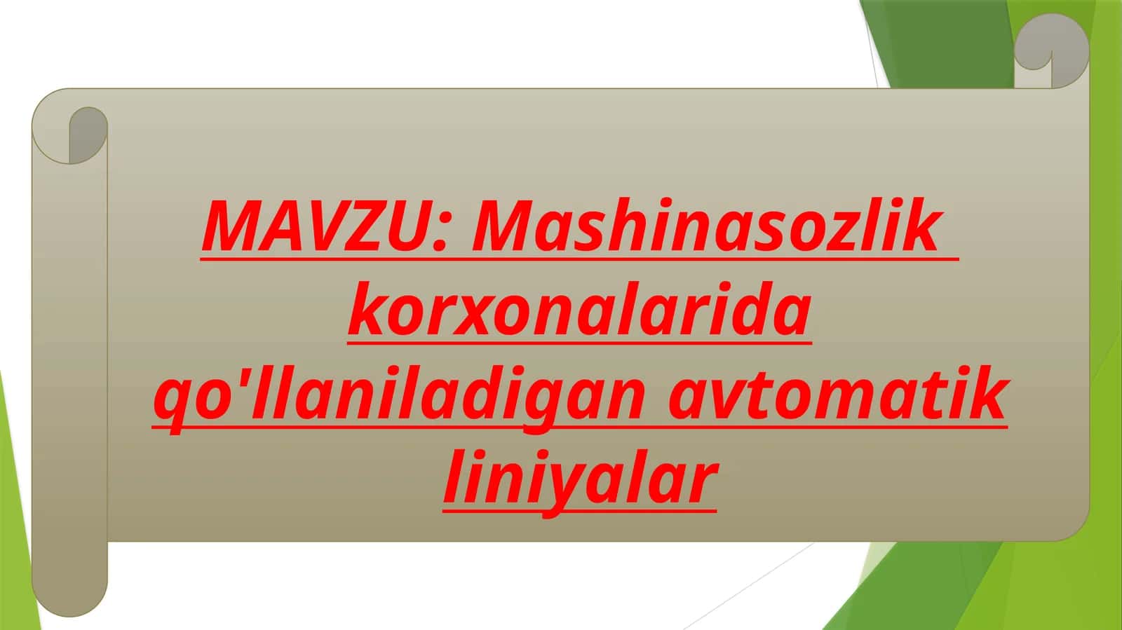Avtomatlashtirilgan liniyalar