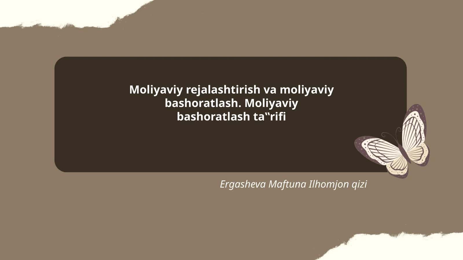 Moliyaviy rejalashtirish va moliyaviy bashoratlash