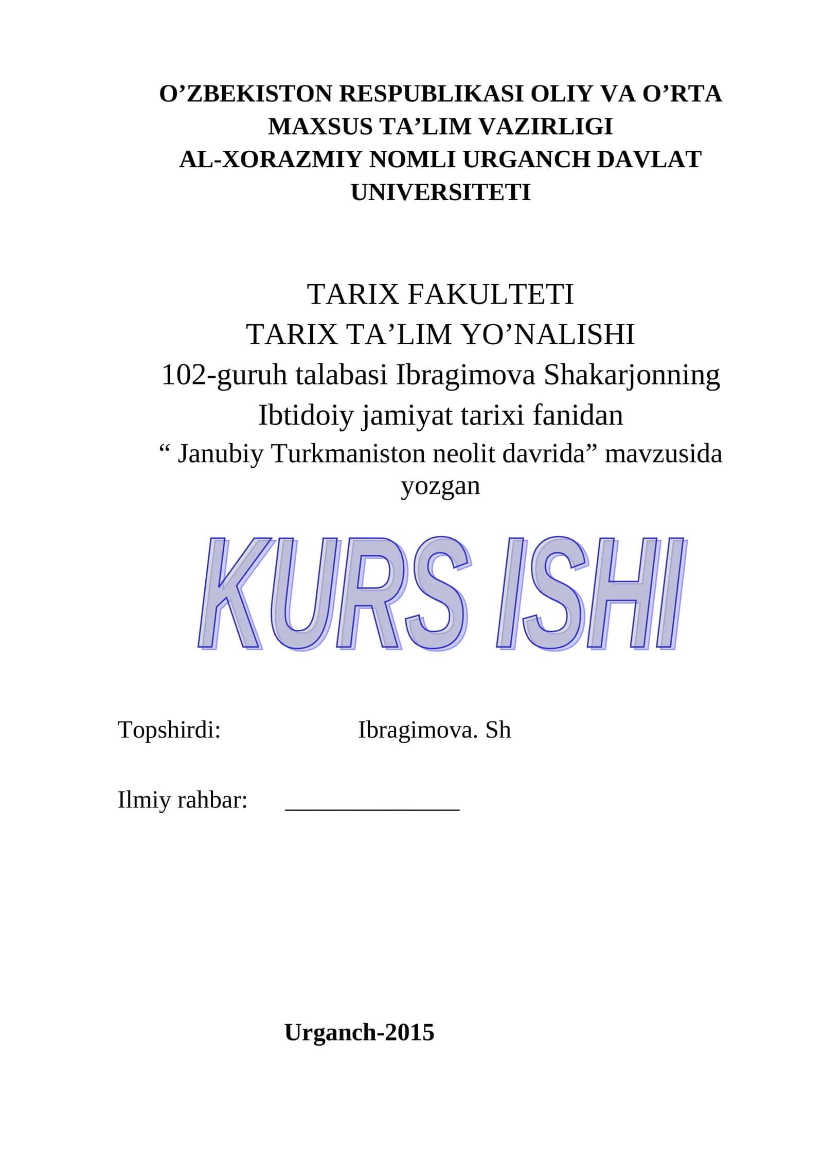 Janubiy Turkmaniston neolit davrida