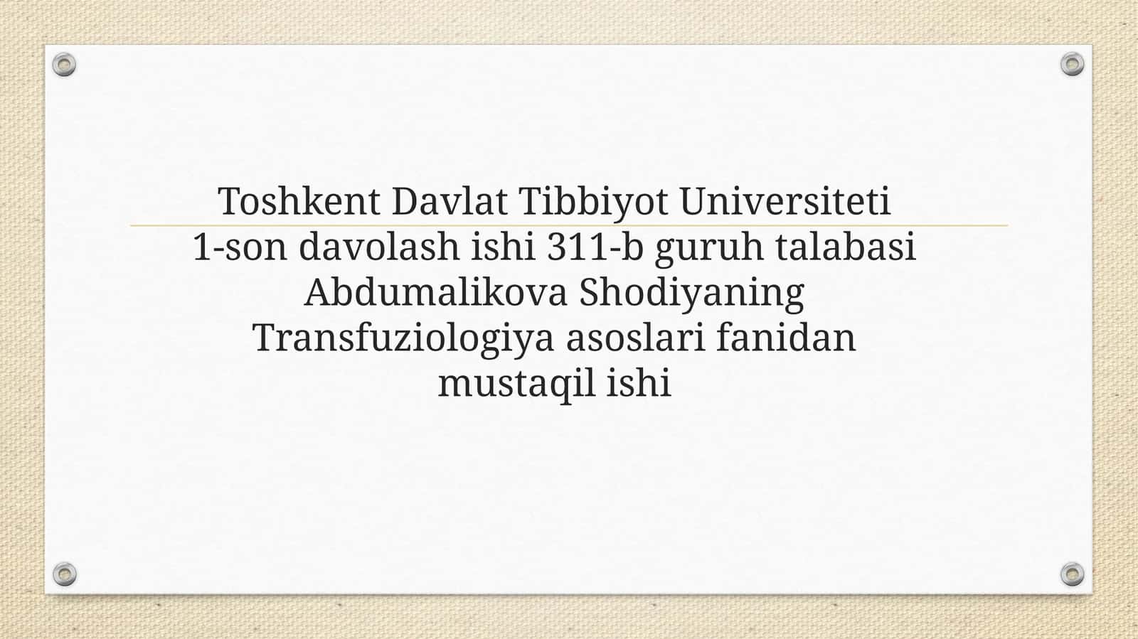 Transfuziologiya asoslari
