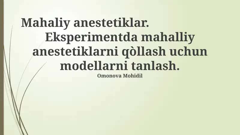 Mahalliy anestetiklar
