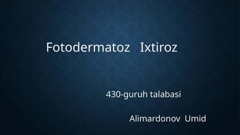 Fotodermatozlar