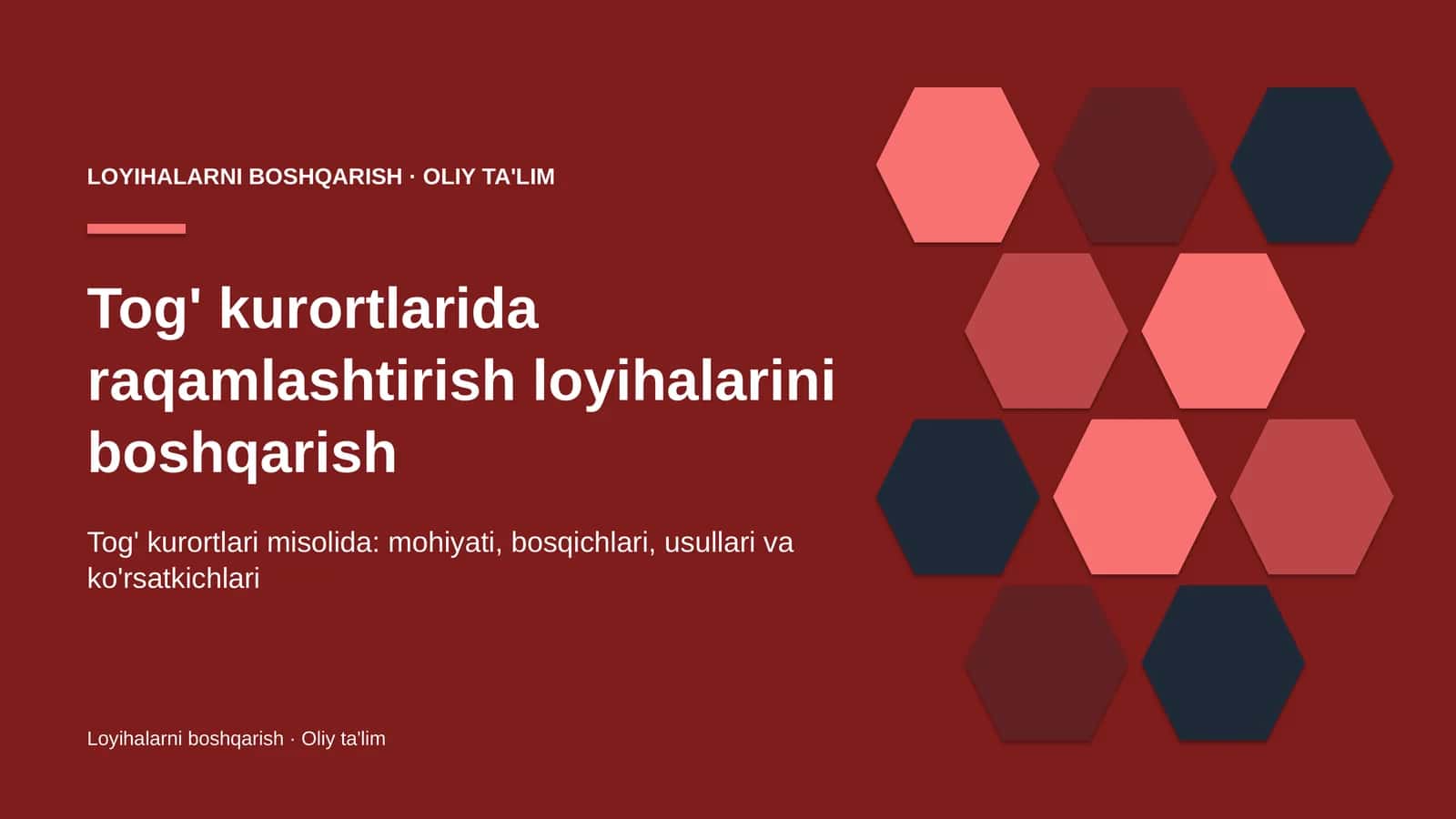 Tog' kurortlarida raqamlashtirish loyihalarini boshqarish