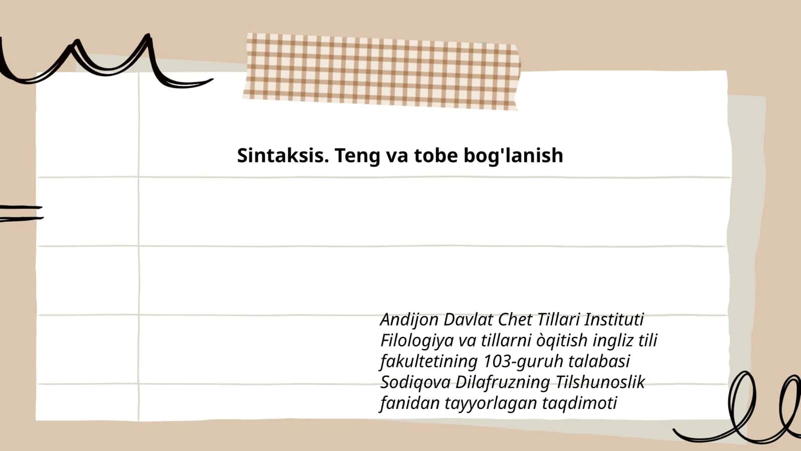 Sintaksis. Teng va tobe bog'lanish