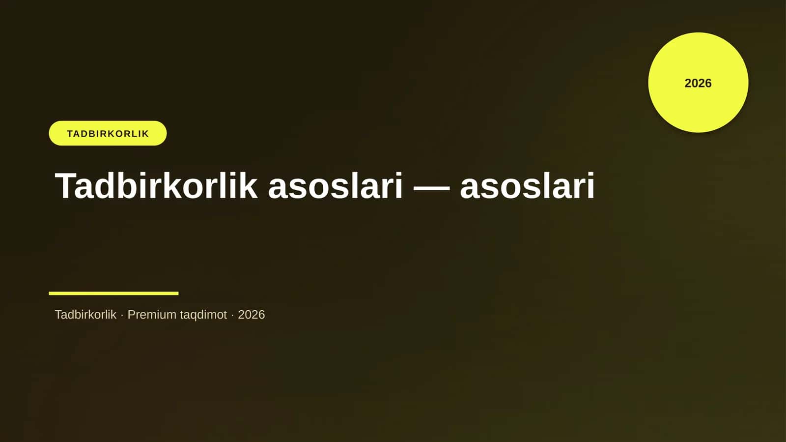 Tadbirkorlik asoslari — asoslari