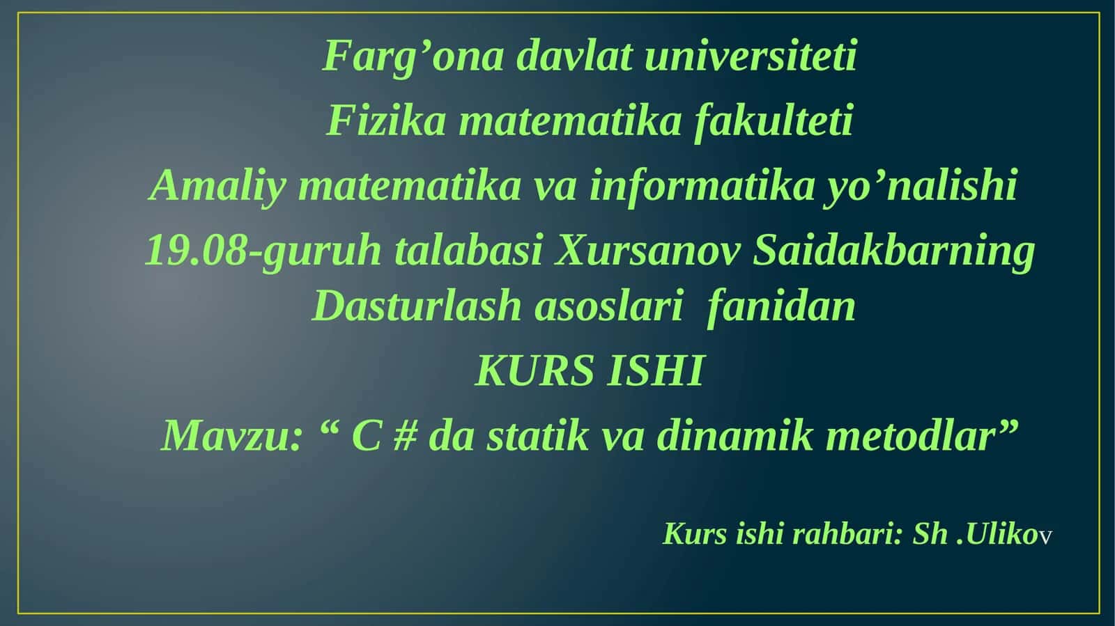 “ C # dastatikvadinamikmetodlar”