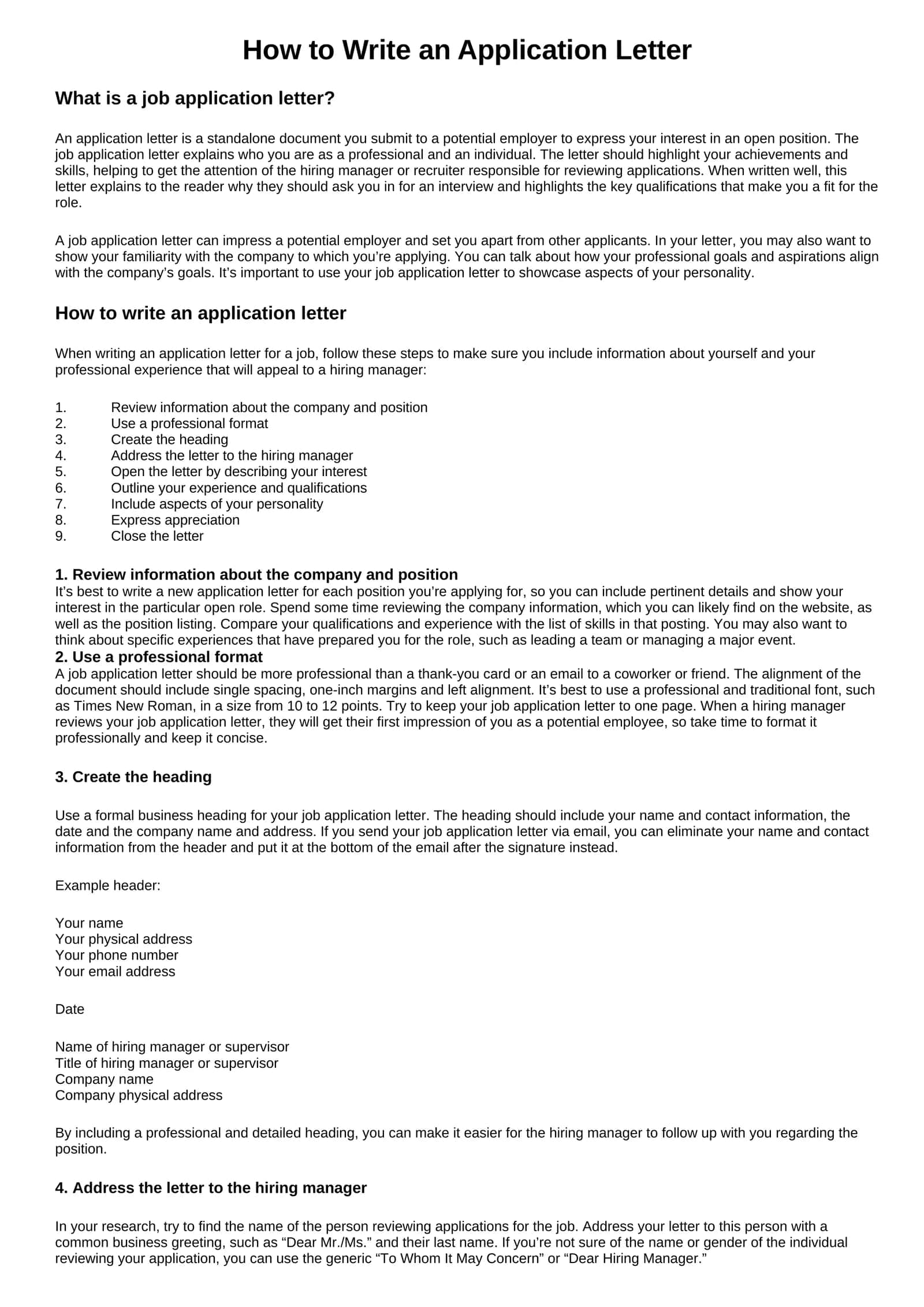 How to Write an Application Letter