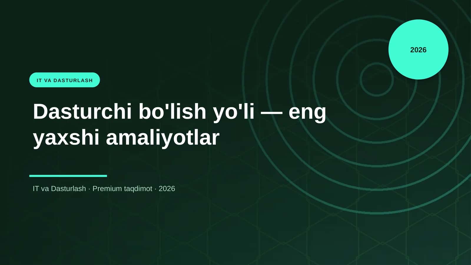 Dasturchi bo'lish yo'li — eng yaxshi amaliyotlar