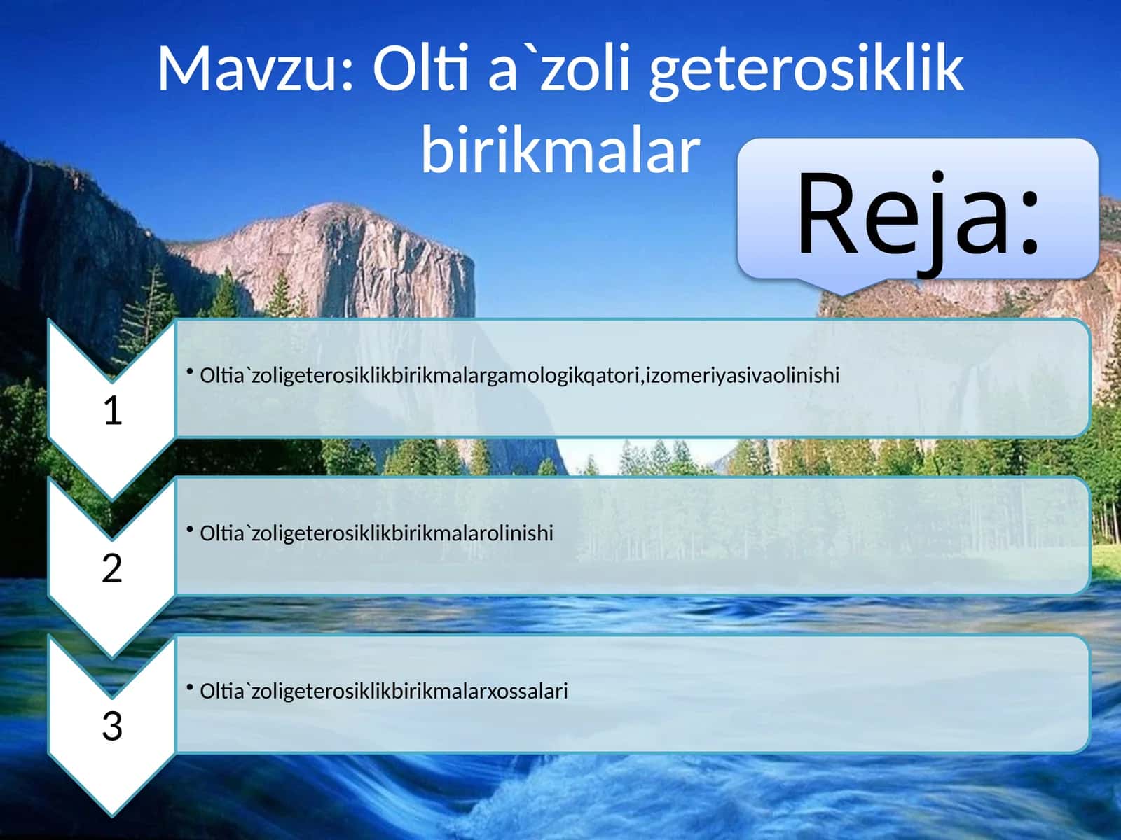 Olti a`zoli geterosiklik birikmalar