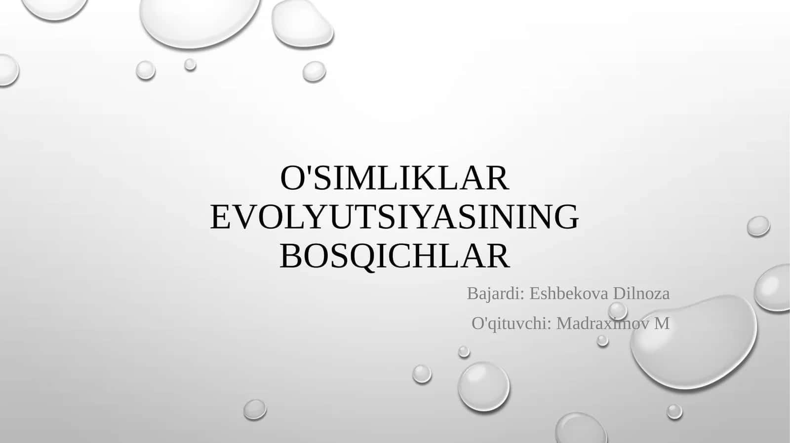 O'simliklar evolyutsiyasining bosqichlar
