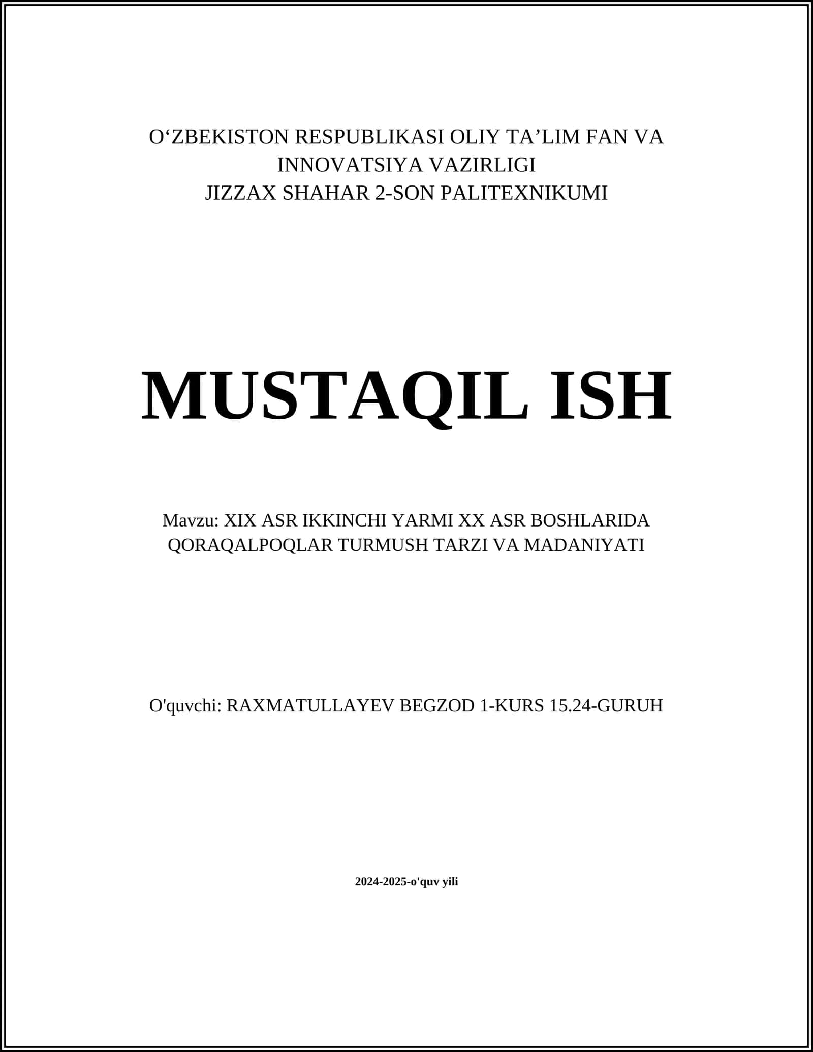 Qoraqalpoq xo'jalik tizimi