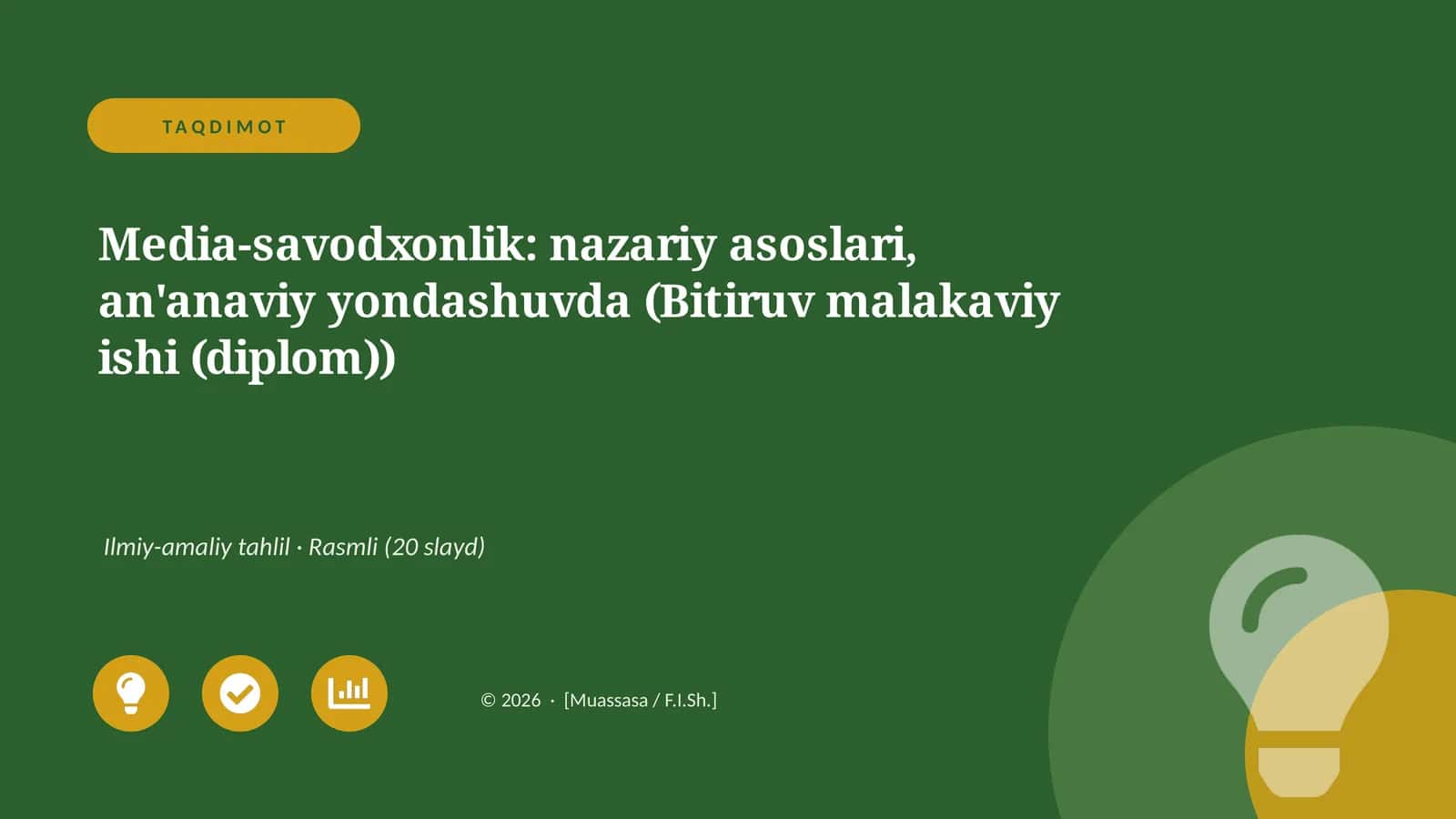 Media-savodxonlik: nazariy asoslari, an'anaviy yondashuvda (Bitiruv malakaviy ishi (diplom))