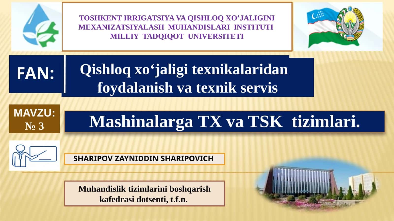 Qishloq xo‘jaligi texnikalaridan foydalanish va texnik servis