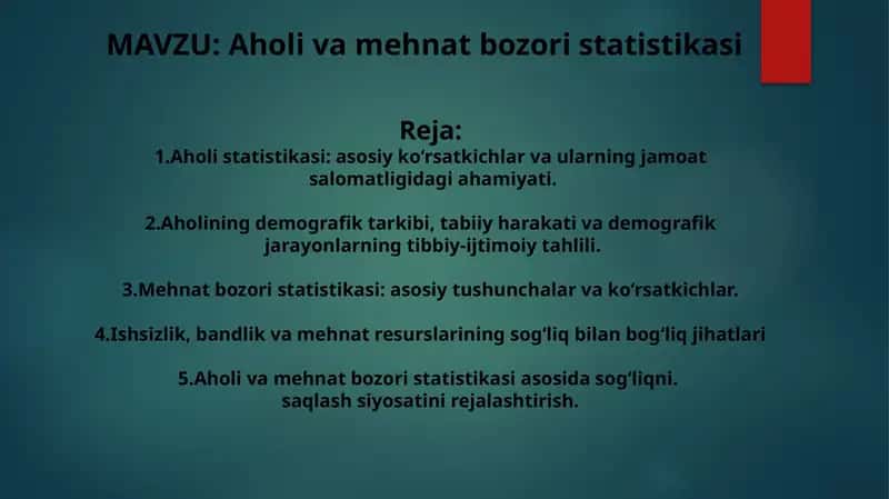Aholi va mehnat bozori statistikasi