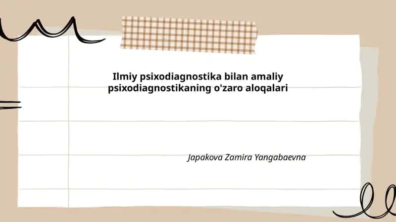 Ilmiy psixodiagnostika bilan amaliy psixodiagnostikaning o'zaro aloqalari