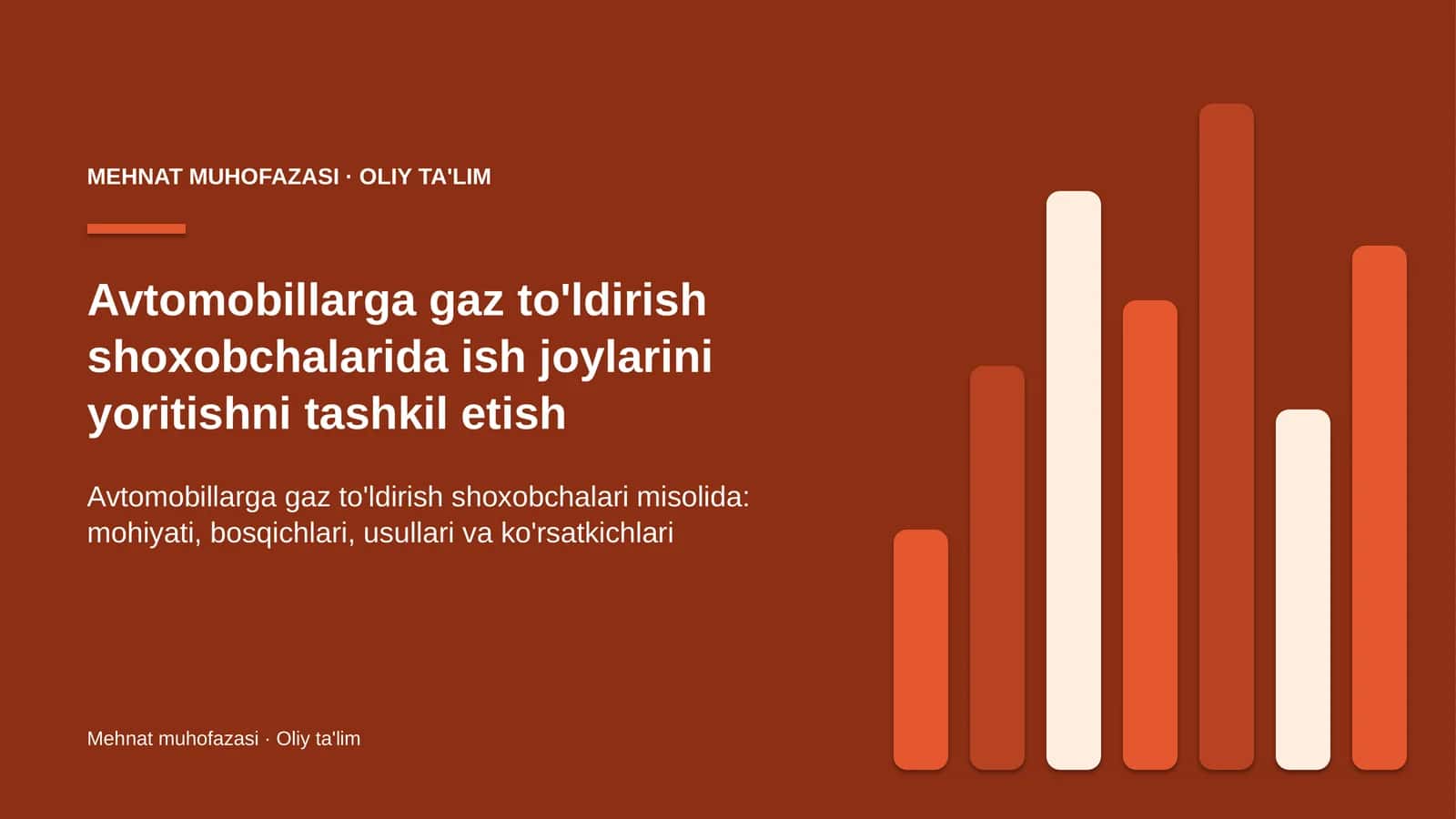 Avtomobillarga gaz to'ldirish shoxobchalarida ish joylarini yoritishni tashkil etish