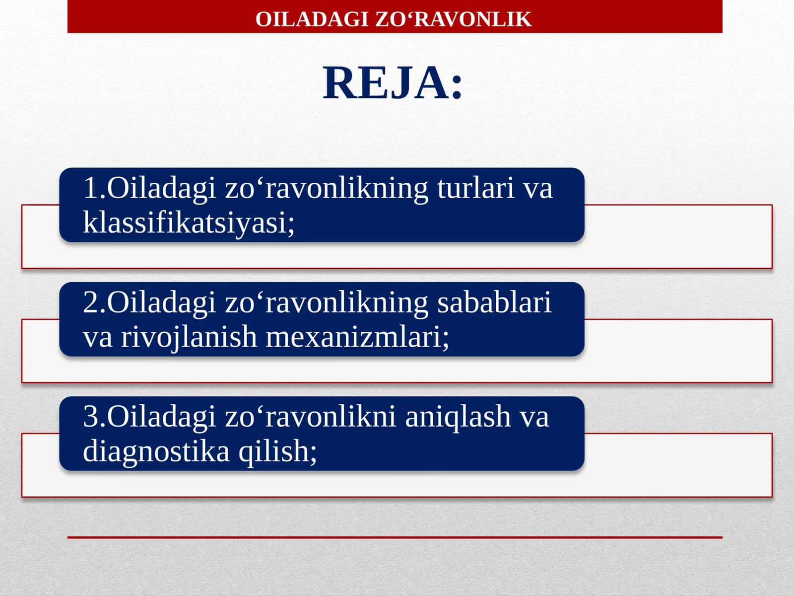 OILADAGI ZO‘RAVONLIK