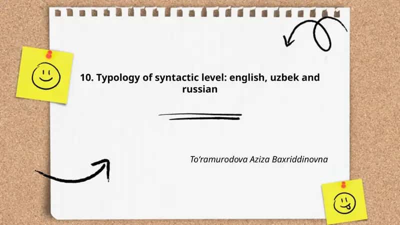 Typology of syntactic level: english, uzbek and russian