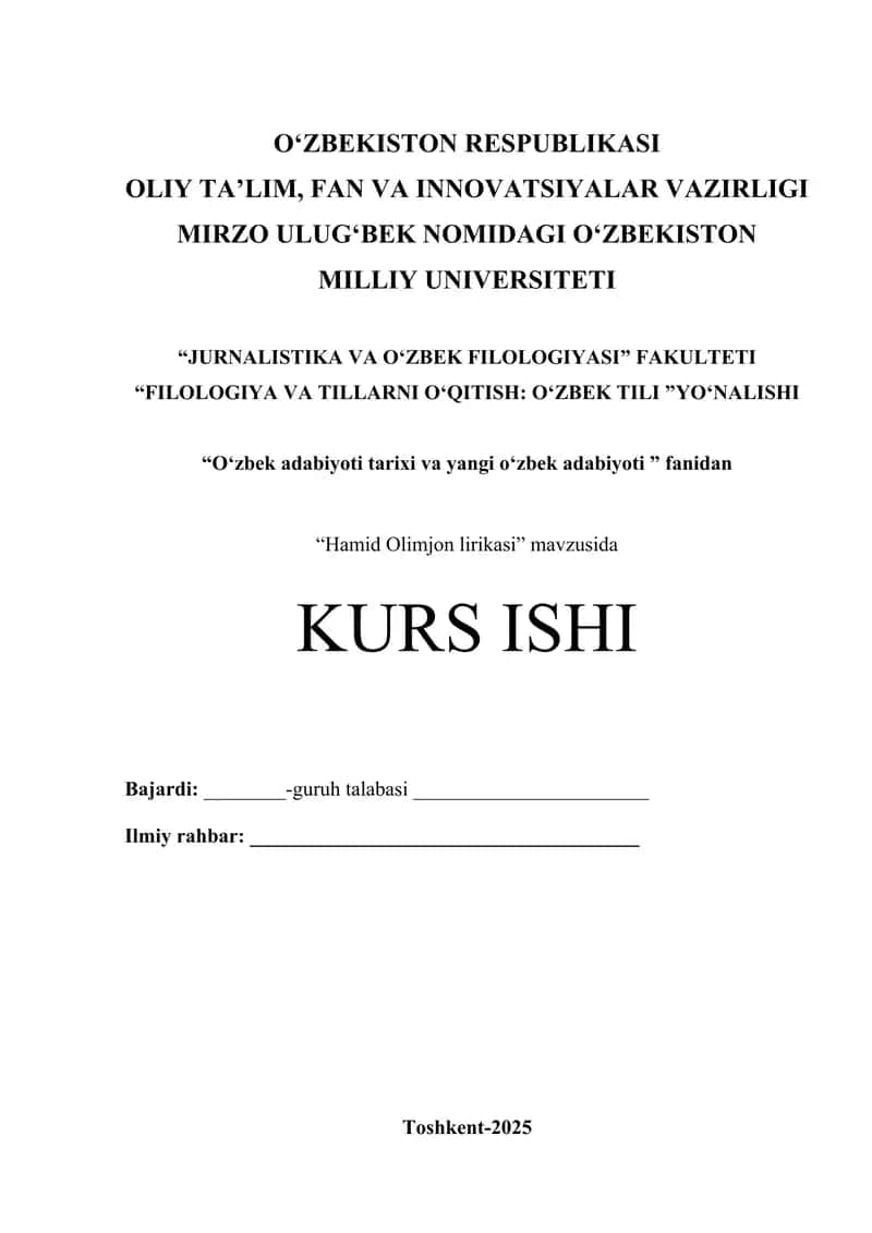 "Hamid Olimjon lirikasi"