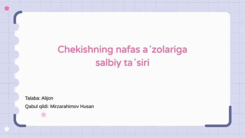 Chekishning nafas a'zolariga salbiy ta'siri