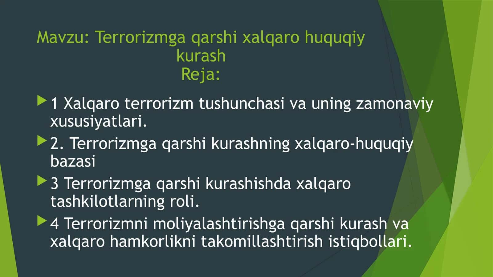 Terrorizmga qarshi xalqaro huquqiy kurash