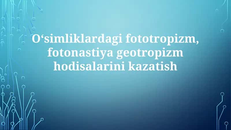 Fototropizm, fotonastiya va geotropizm
