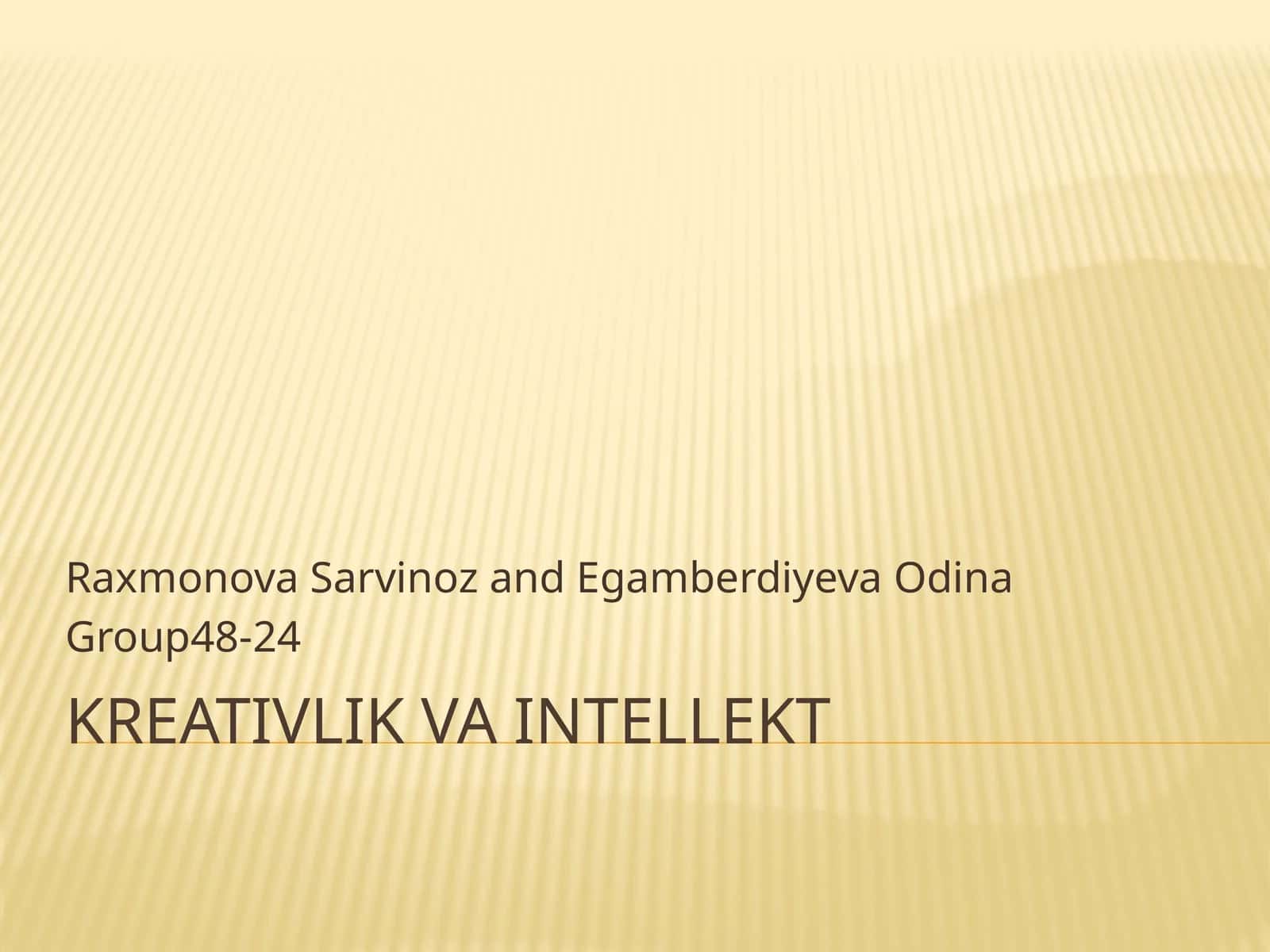 Kreativlik va intellekt