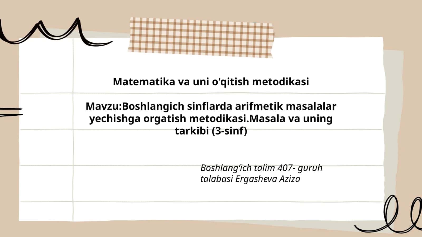 Matematika va uni o'qitish metodikasi